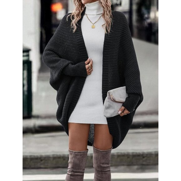 Women's Oversized Chunky Long Cardigan Open Front Knit Sweater Outerwear - Picture 4 of 6